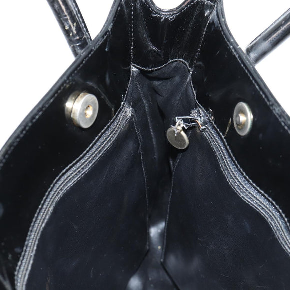 CHANEL Tote Bag Patent Leather Black Gold CC Auth bs19813