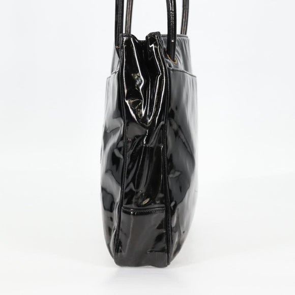 CHANEL Tote Bag Patent Leather Black Gold CC Auth bs19813