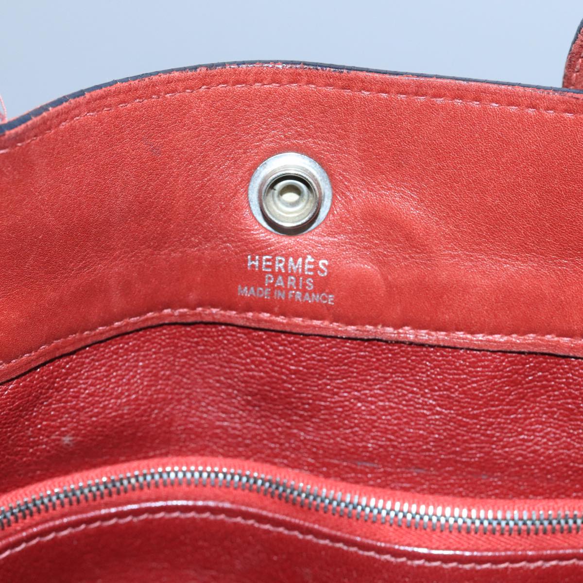 HERMES Fourre Tout MM Tote Bag Canvas Leather Red Auth bs19814