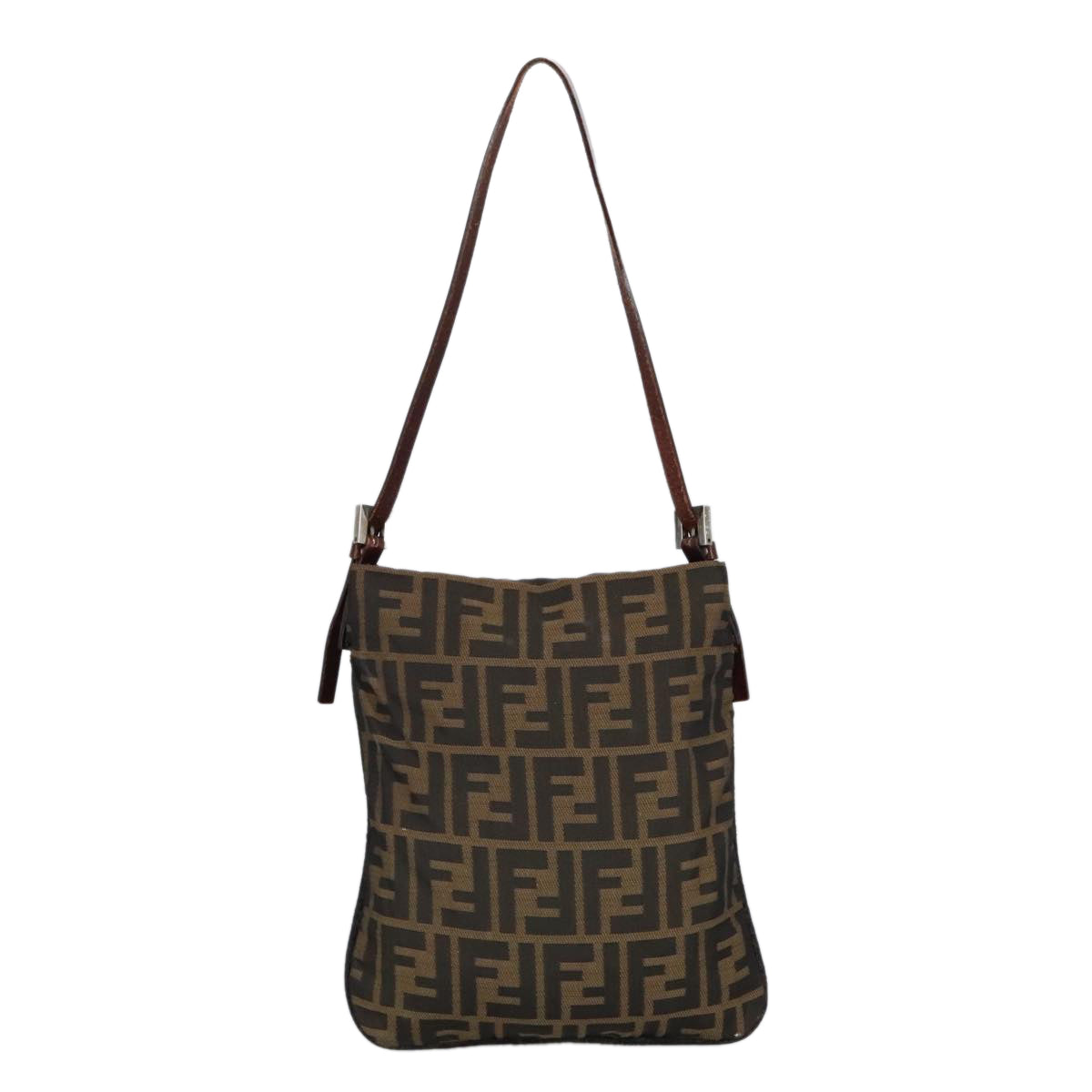 FENDI Zucca Canvas Hand Bag Brown Black Gold Auth bs19819