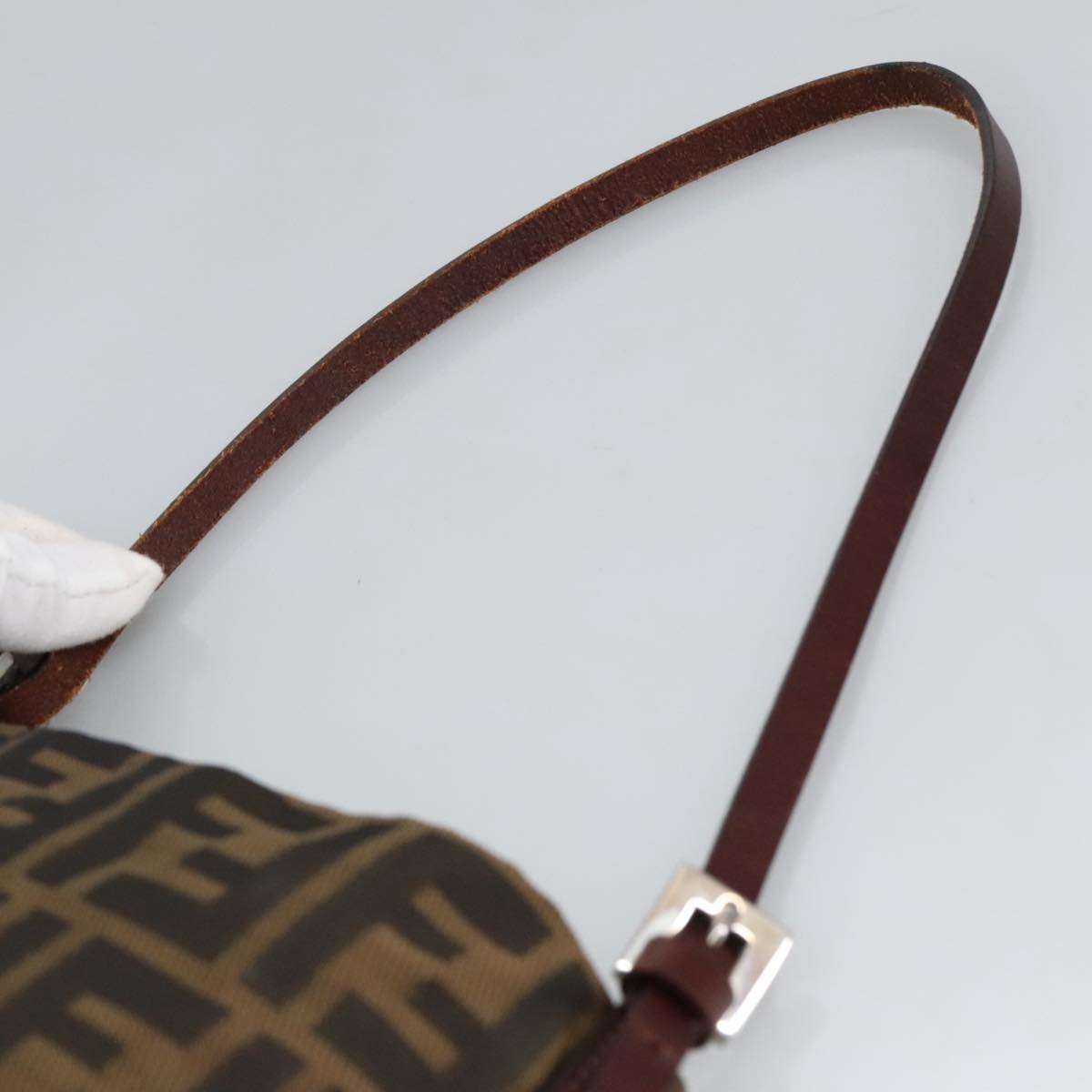 FENDI Zucca Canvas Hand Bag Brown Black Gold Auth bs19819