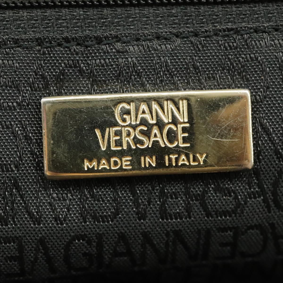 Gianni Versace Shoulder Bag Canvas Black Gold Auth bs19823