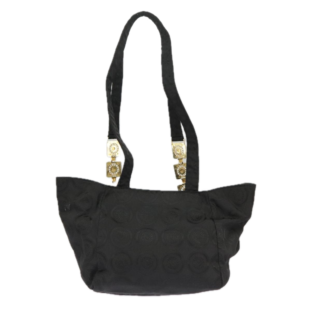 Gianni Versace Shoulder Bag Canvas Black Gold Auth bs19823