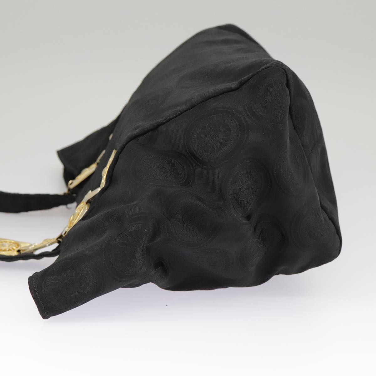 Gianni Versace Shoulder Bag Canvas Black Gold Auth bs19823