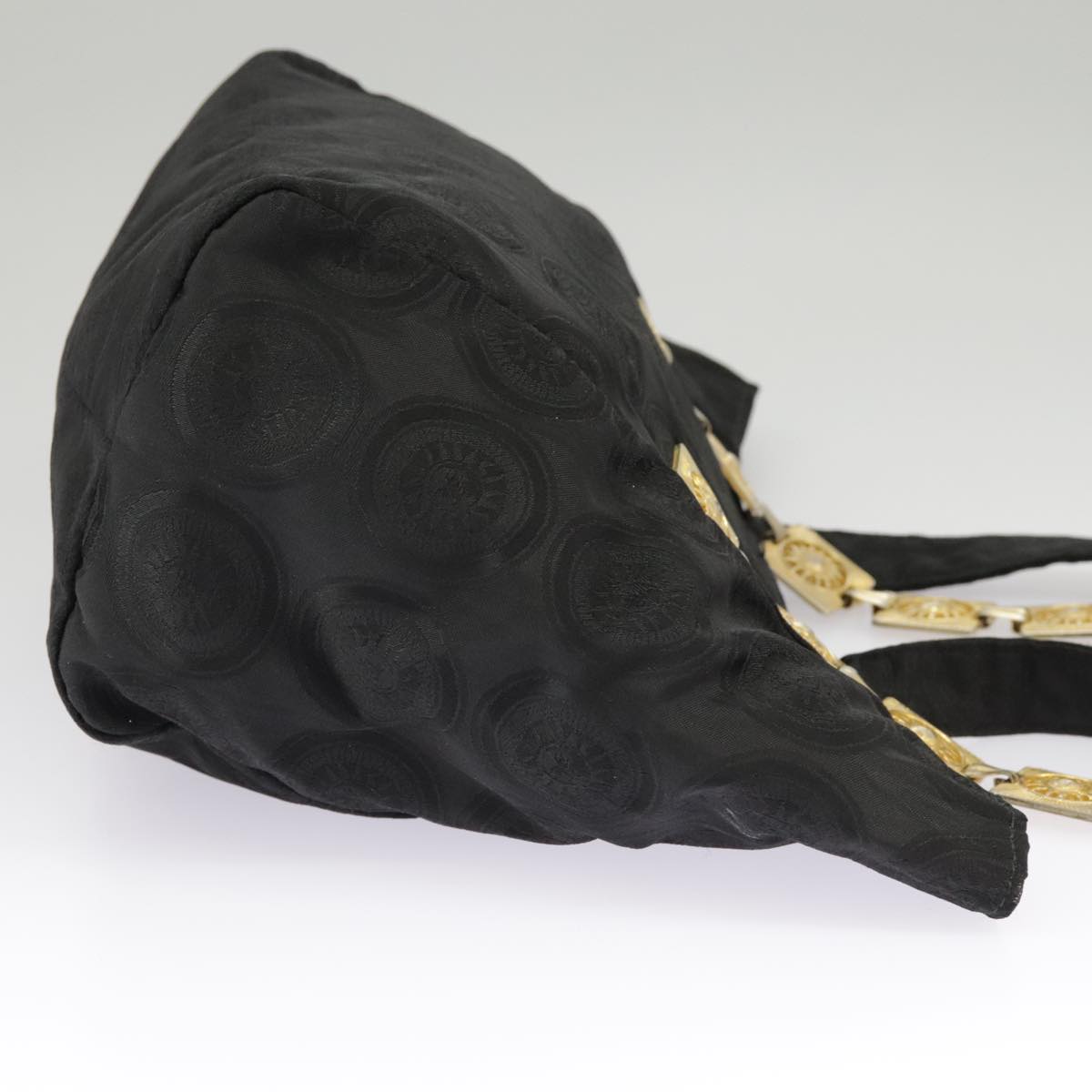 Gianni Versace Shoulder Bag Canvas Black Gold Auth bs19823