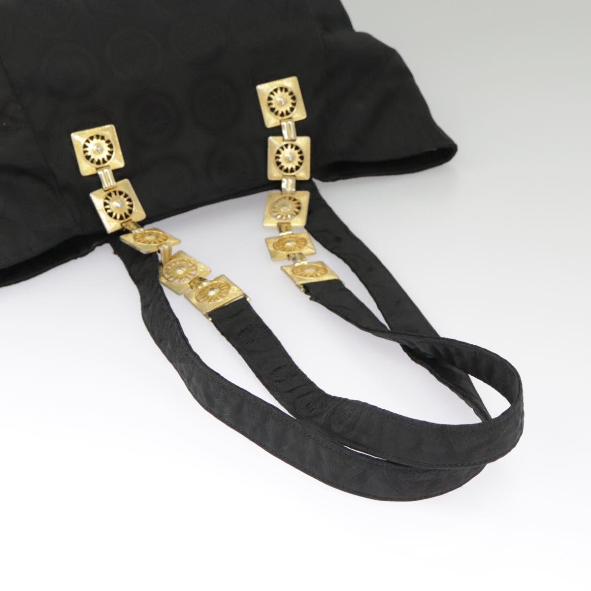 Gianni Versace Shoulder Bag Canvas Black Gold Auth bs19823