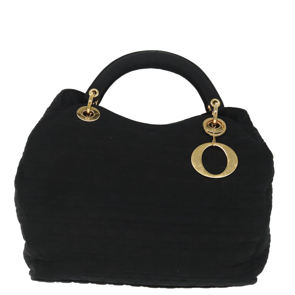 Christian Dior Canage Hand Bag Nylon Black Gold Auth bs19828 - 0