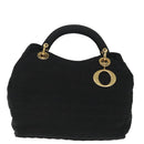 Christian Dior Canage Hand Bag Nylon Black Gold Auth bs19828-13