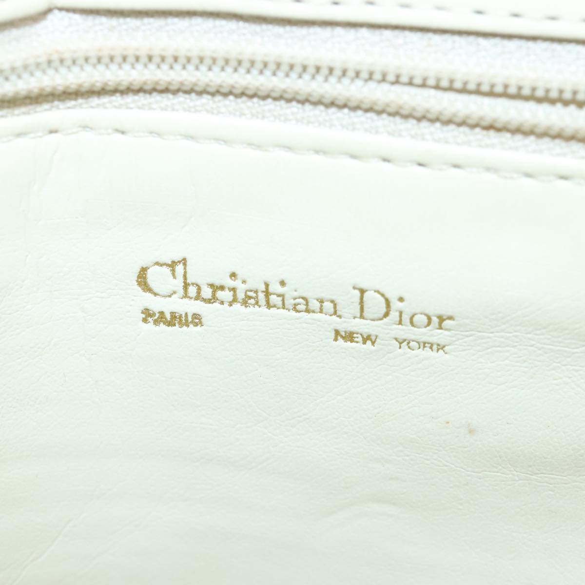 Christian Dior Shoulder Bag Leather Beige Gold Auth bs19829