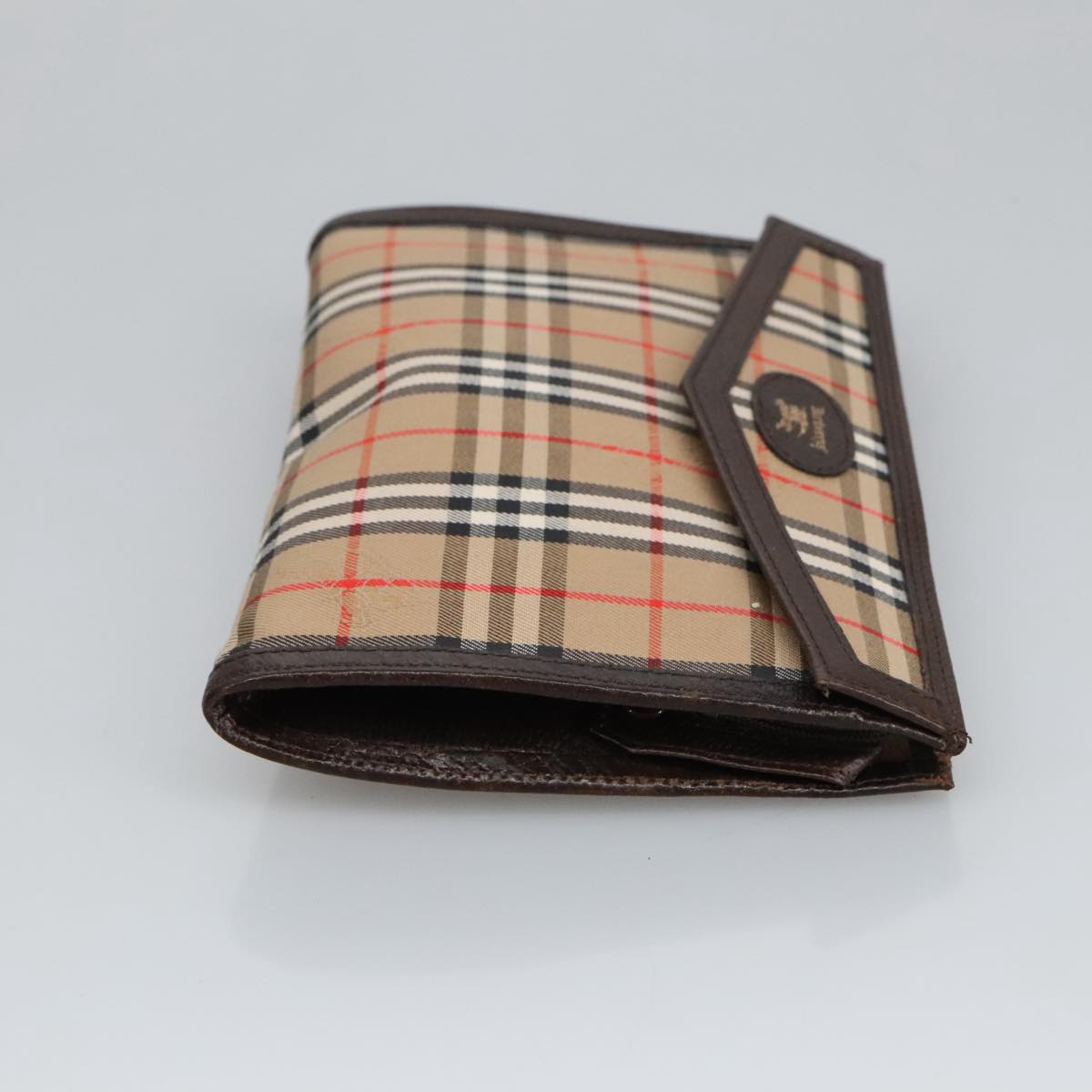 Burberrys Nova Check Pouch Canvas Beige Brown Auth bs19832