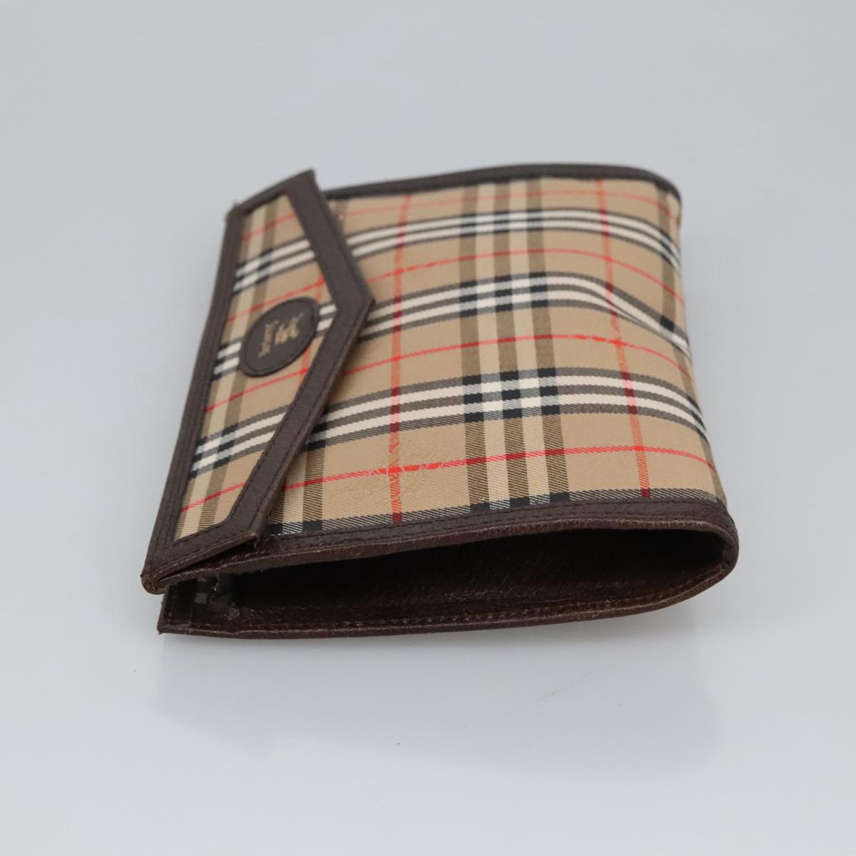 Burberrys Nova Check Pouch Canvas Beige Brown Auth bs19832