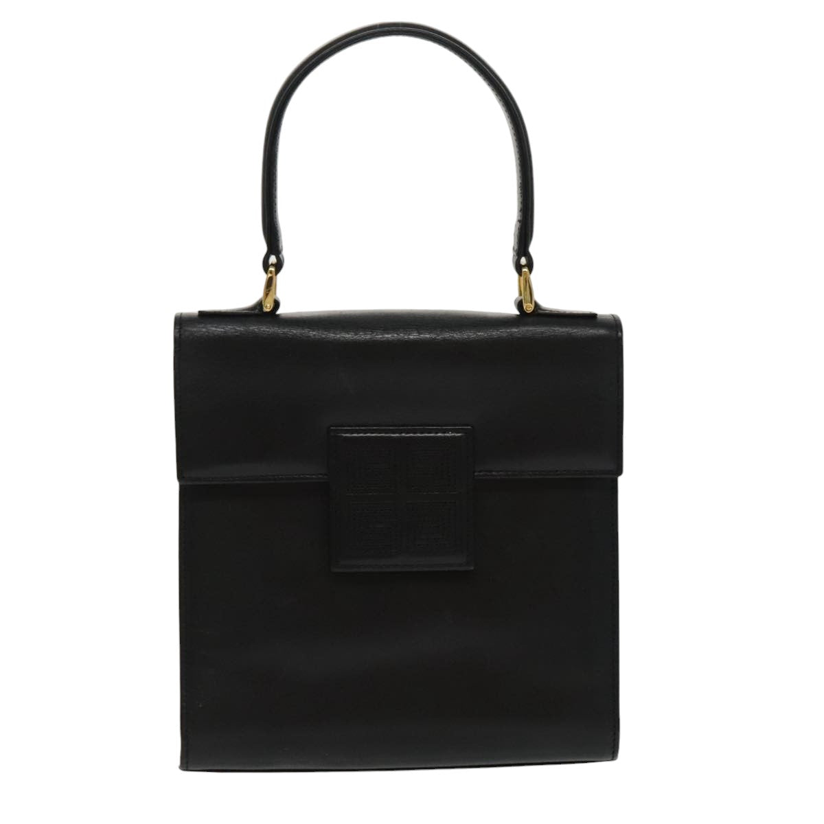 GIVENCHY Hand Bag Leather Black Gold Auth bs19834