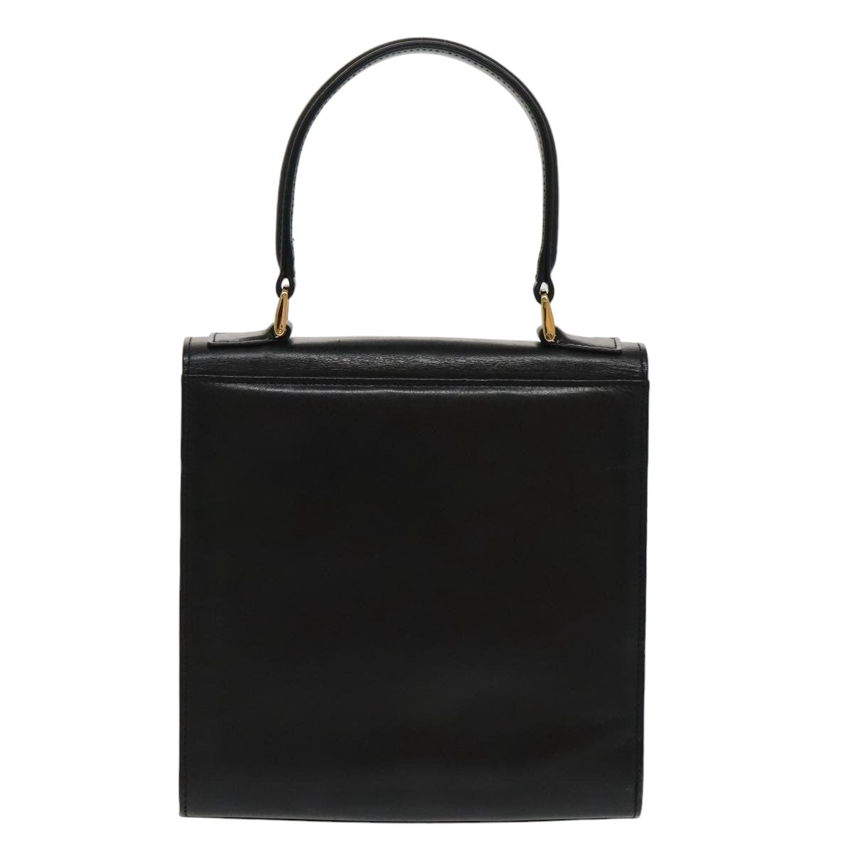 GIVENCHY Hand Bag Leather Black Gold Auth bs19834 - 0