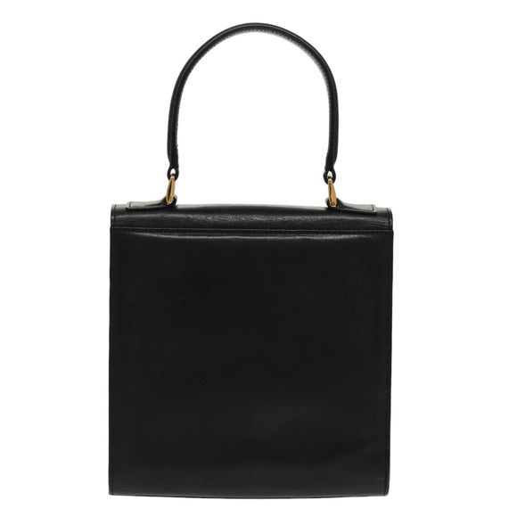 GIVENCHY Hand Bag Leather Black Gold Auth bs19834