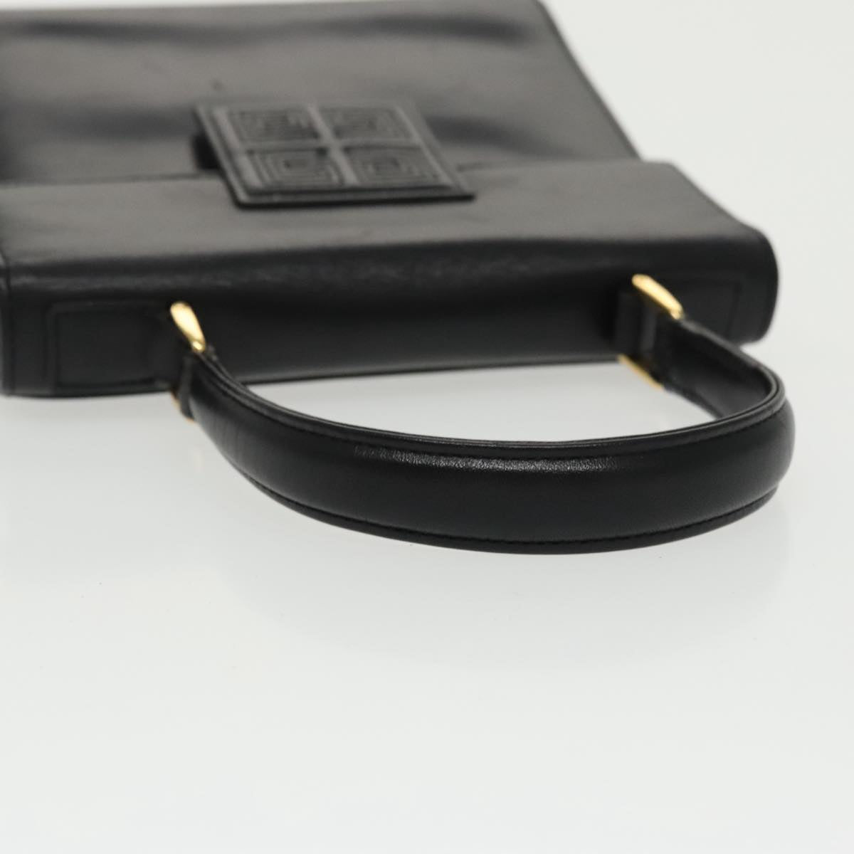 GIVENCHY Hand Bag Leather Black Gold Auth bs19834