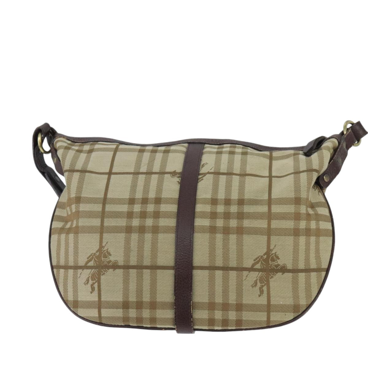 BURBERRY Nova Check Shoulder Bag Canvas Leather Beige Brown Gold Auth bs19838 - 0