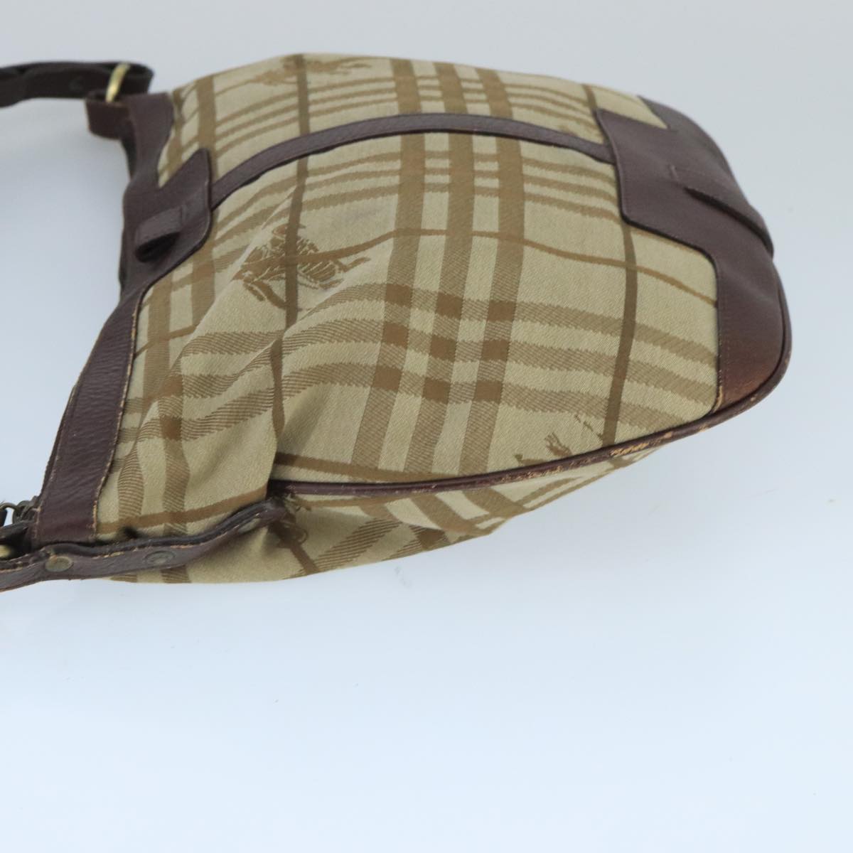 BURBERRY Nova Check Shoulder Bag Canvas Leather Beige Brown Gold Auth bs19838