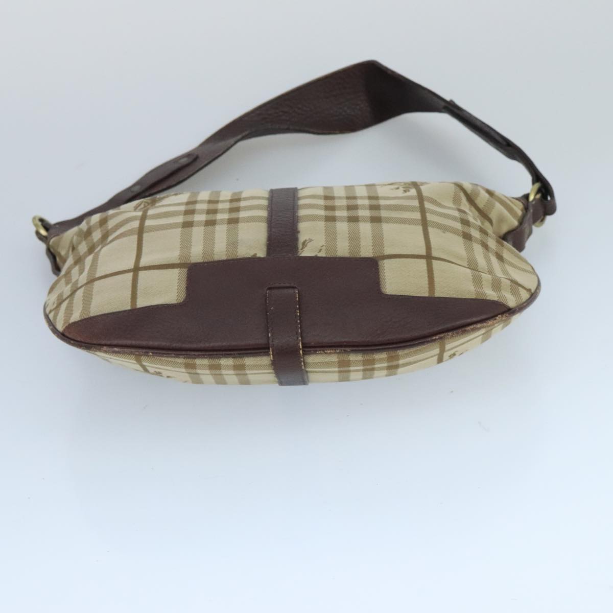 BURBERRY Nova Check Shoulder Bag Canvas Leather Beige Brown Gold Auth bs19838