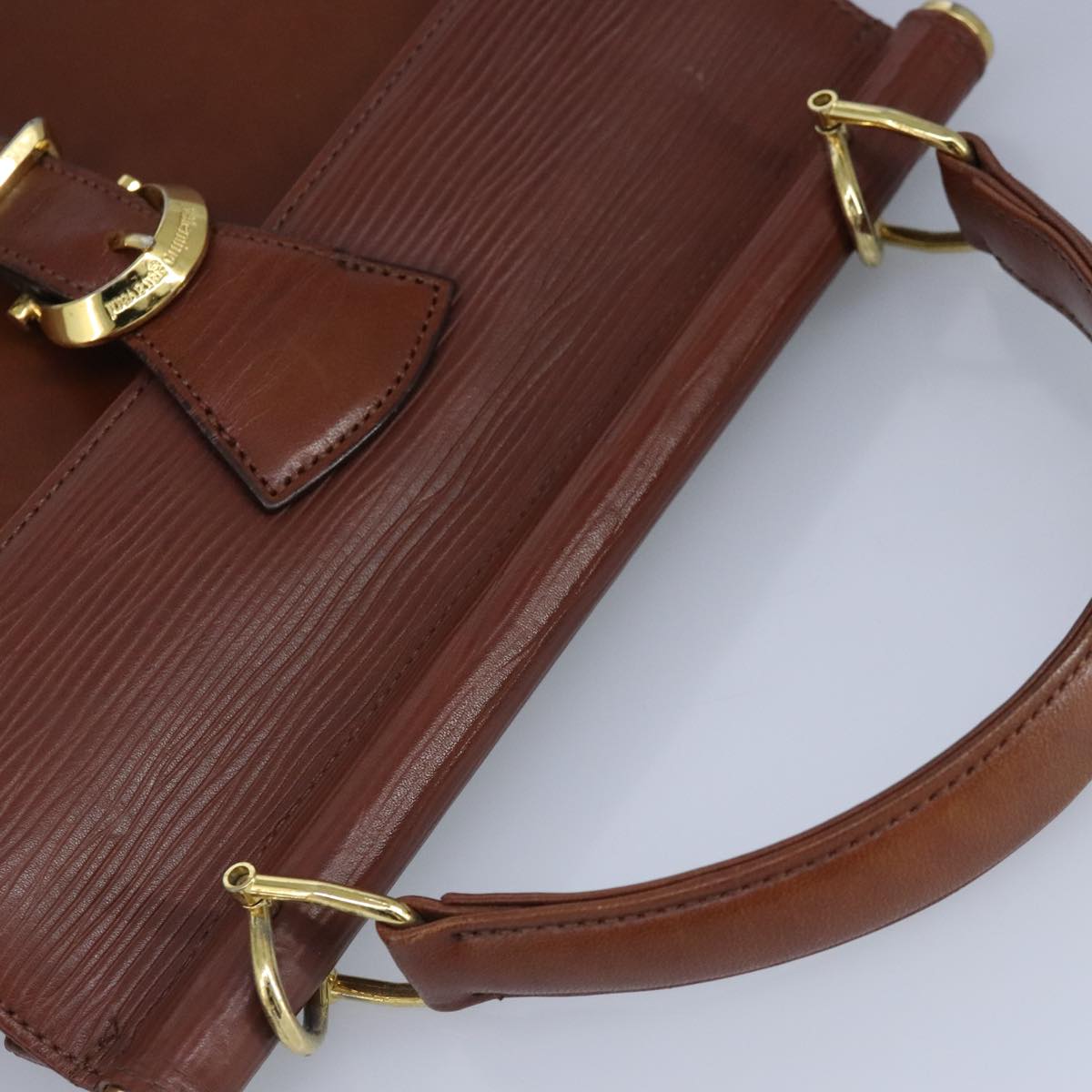 VALENTINO Hand Bag Leather 2way Brown Gold Auth bs19839