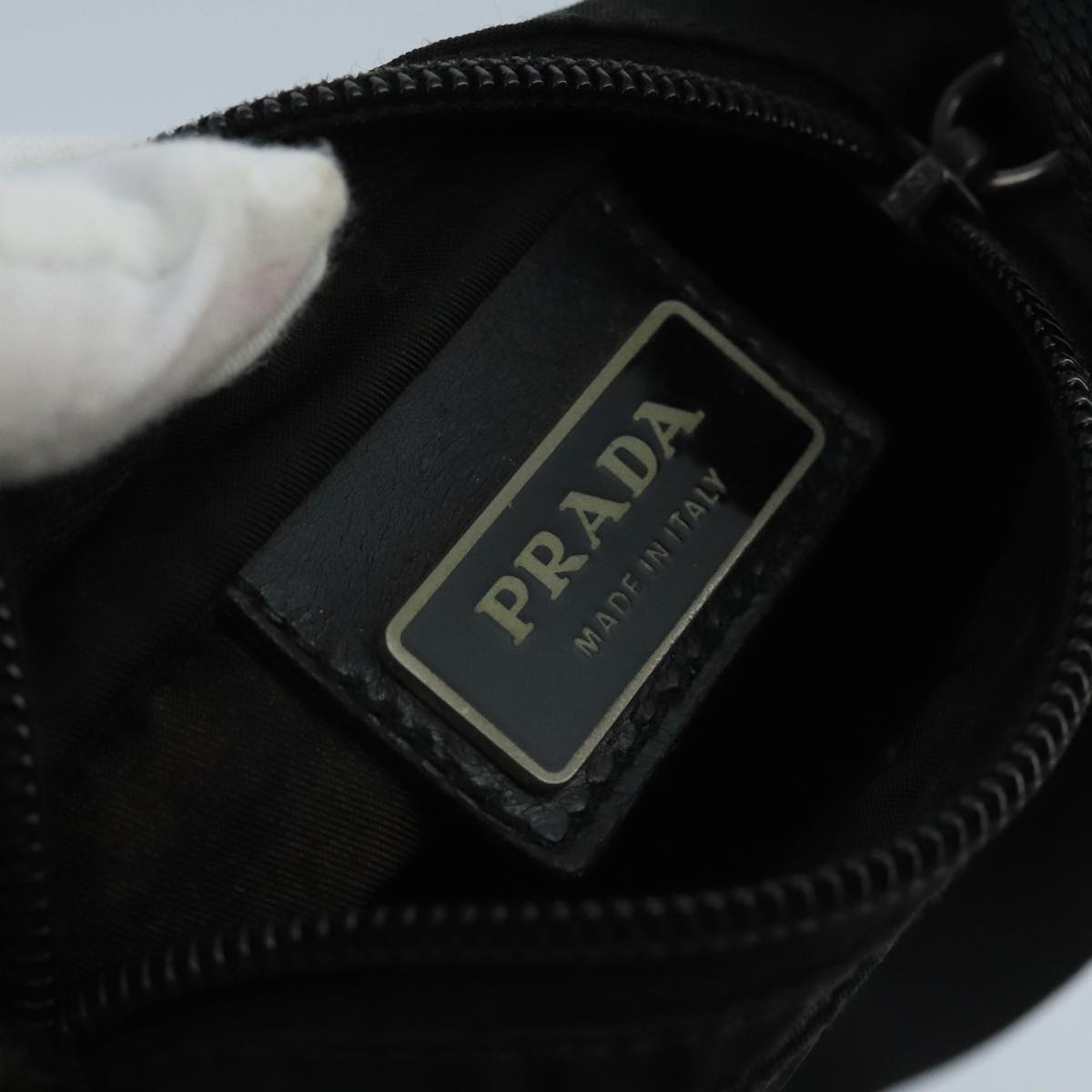 PRADA Shoulder Bag Nylon Black Silver Auth bs19844