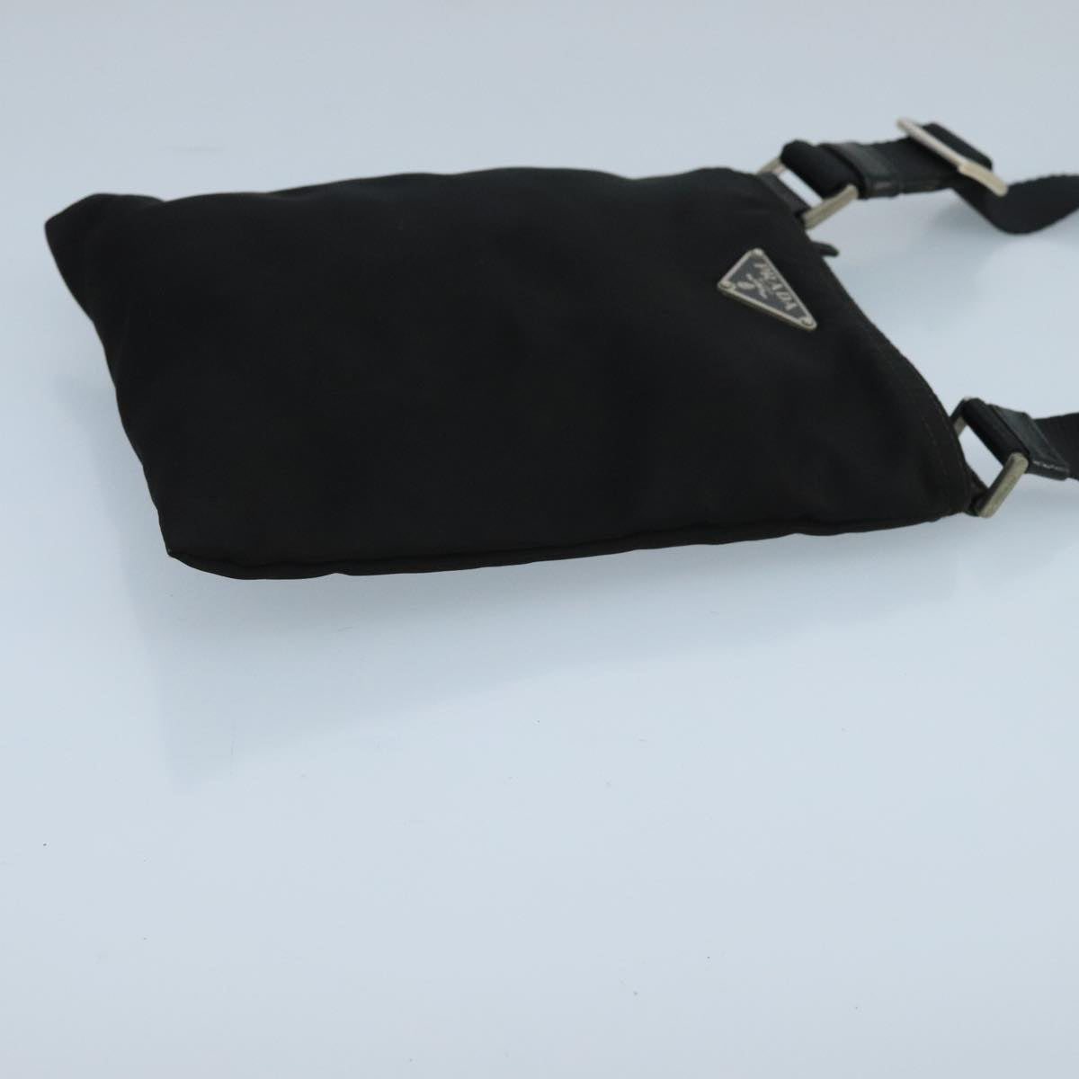 PRADA Shoulder Bag Nylon Black Silver Auth bs19844