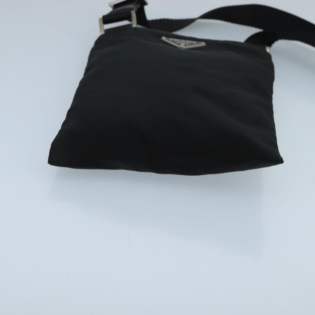 PRADA Shoulder Bag Nylon Black Silver Auth bs19844