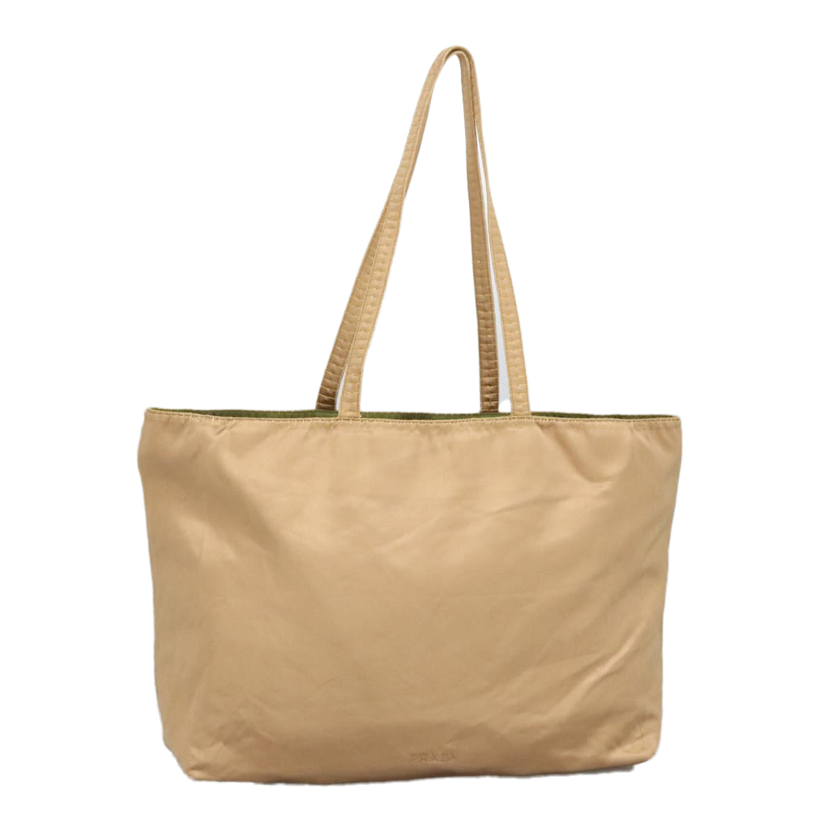 PRADA Tote Bag Satin Gold Tone Gold Auth bs19851