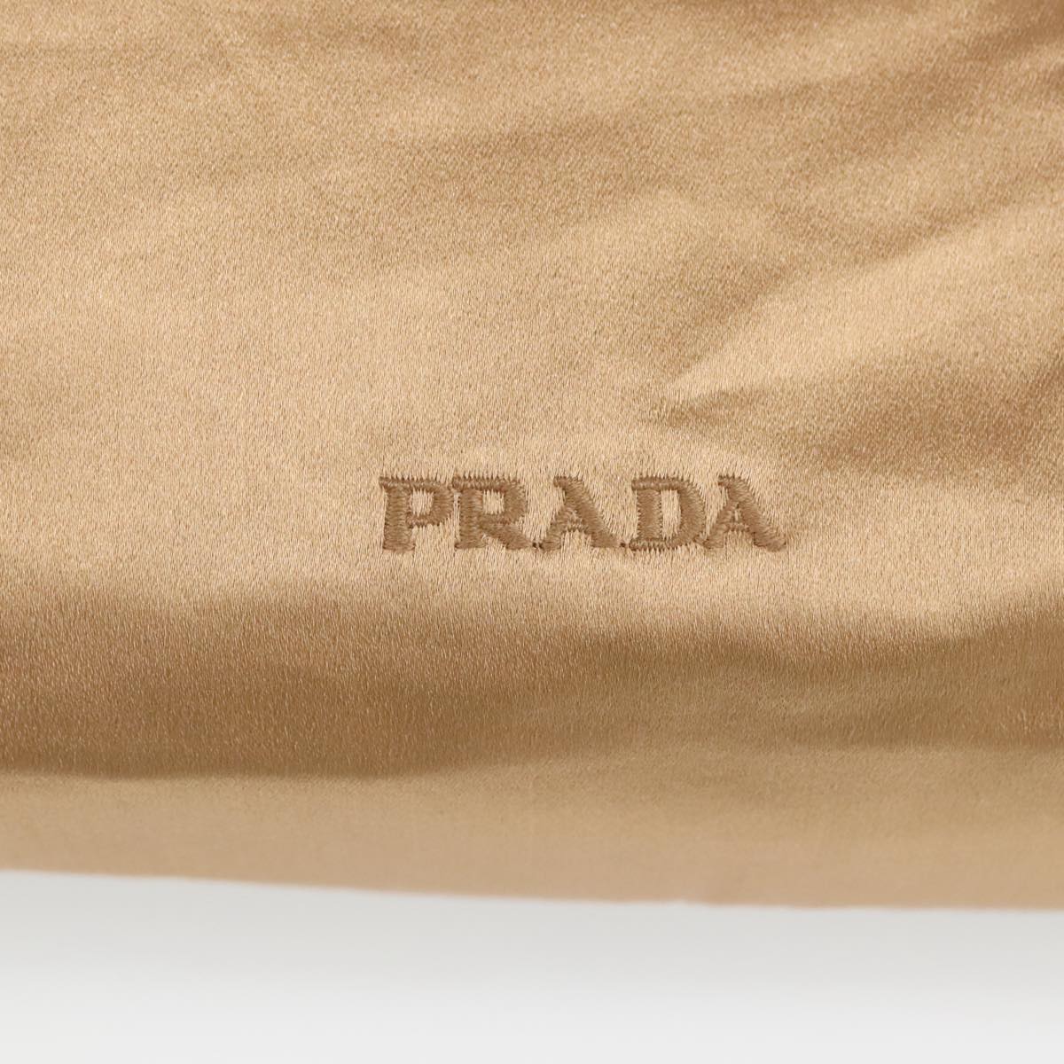 PRADA Tote Bag Satin Gold Tone Gold Auth bs19851