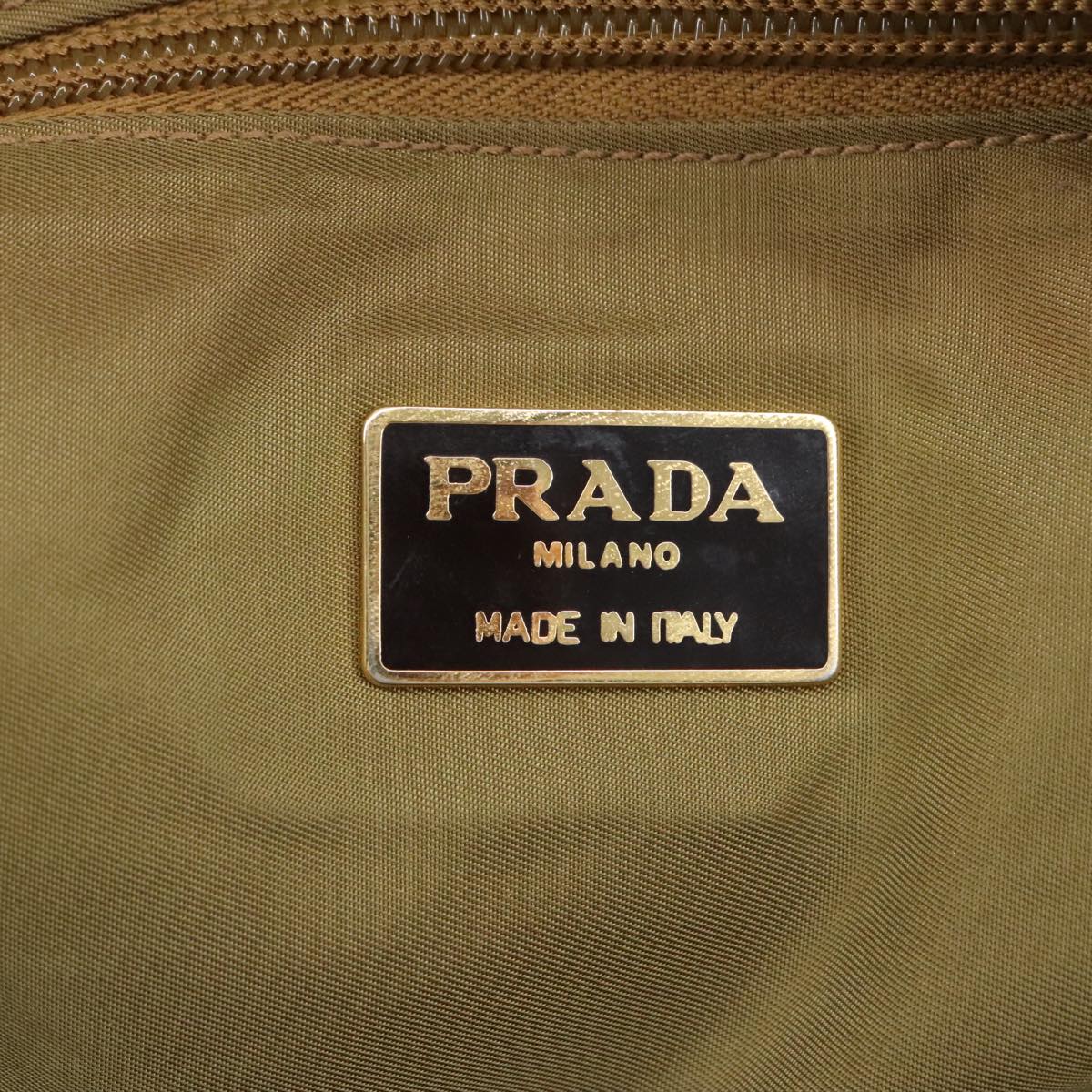 PRADA Tote Bag Satin Gold Tone Gold Auth bs19851