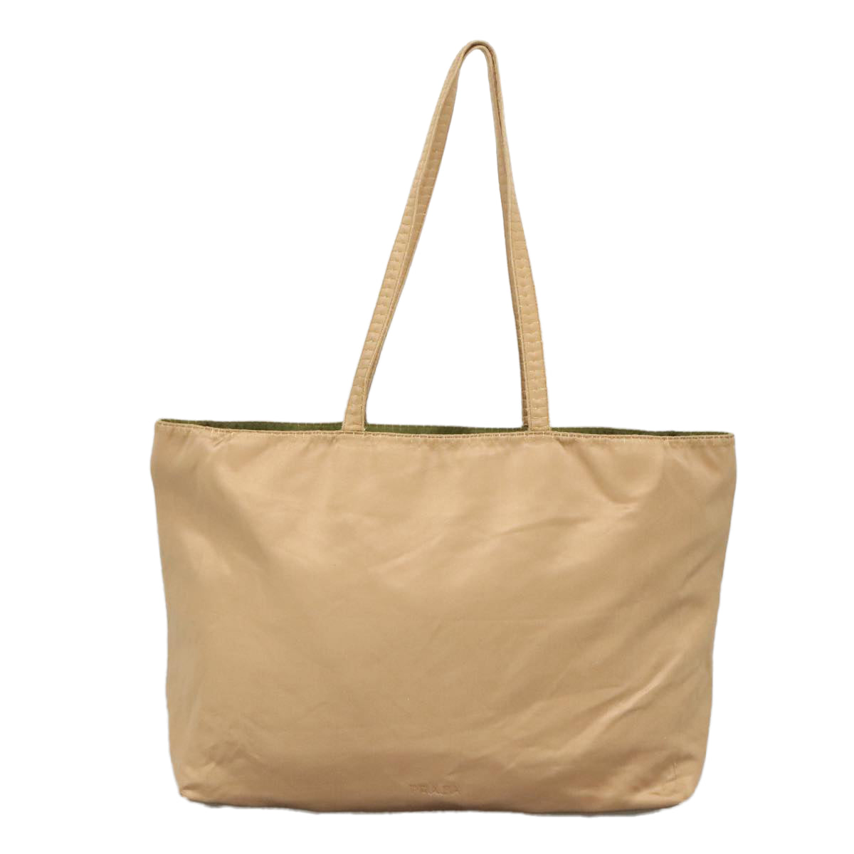 PRADA Tote Bag Satin Gold Tone Gold Auth bs19851