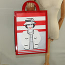 CHANEL Mademoiselle Choco Bar line Tote Bag Leather Red CC Auth bs19852V-22