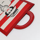 CHANEL Mademoiselle Choco Bar line Tote Bag Leather Red CC Auth bs19852V-6