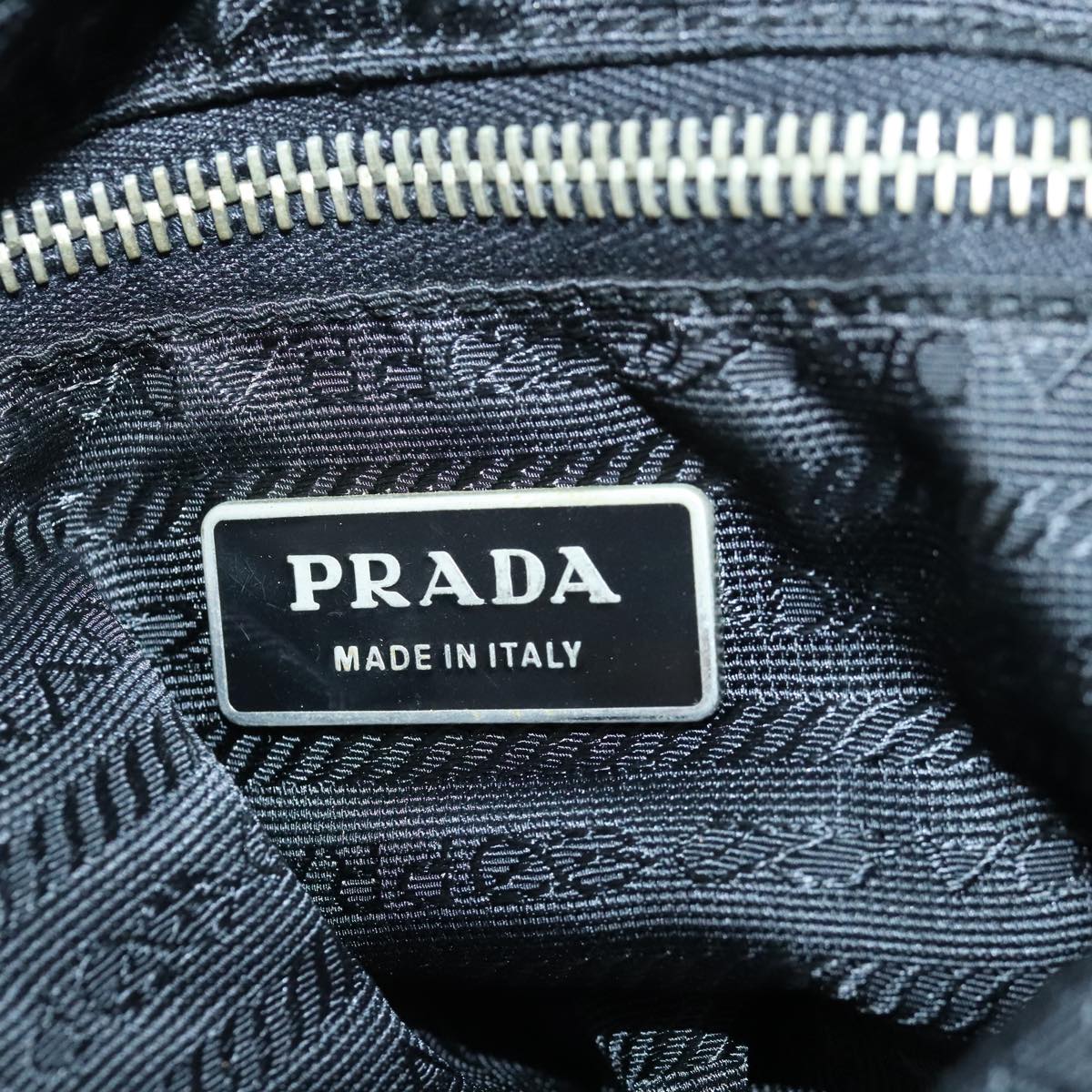 PRADA Shoulder Bag Denim Navy Silver Auth bs19858