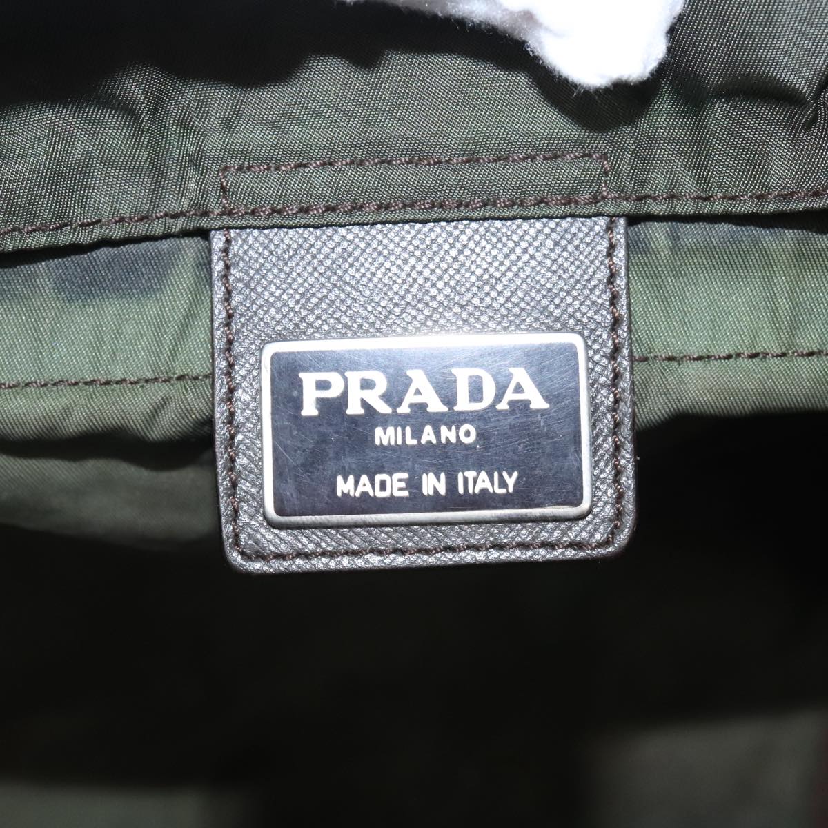 PRADA Backpack Nylon Khaki Silver Auth bs19859