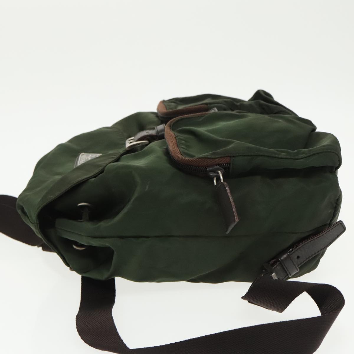 PRADA Backpack Nylon Khaki Silver Auth bs19859