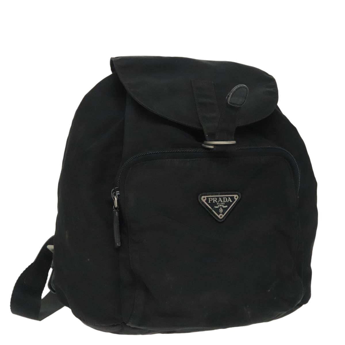 PRADA Backpack Nylon Black Silver Auth bs19860