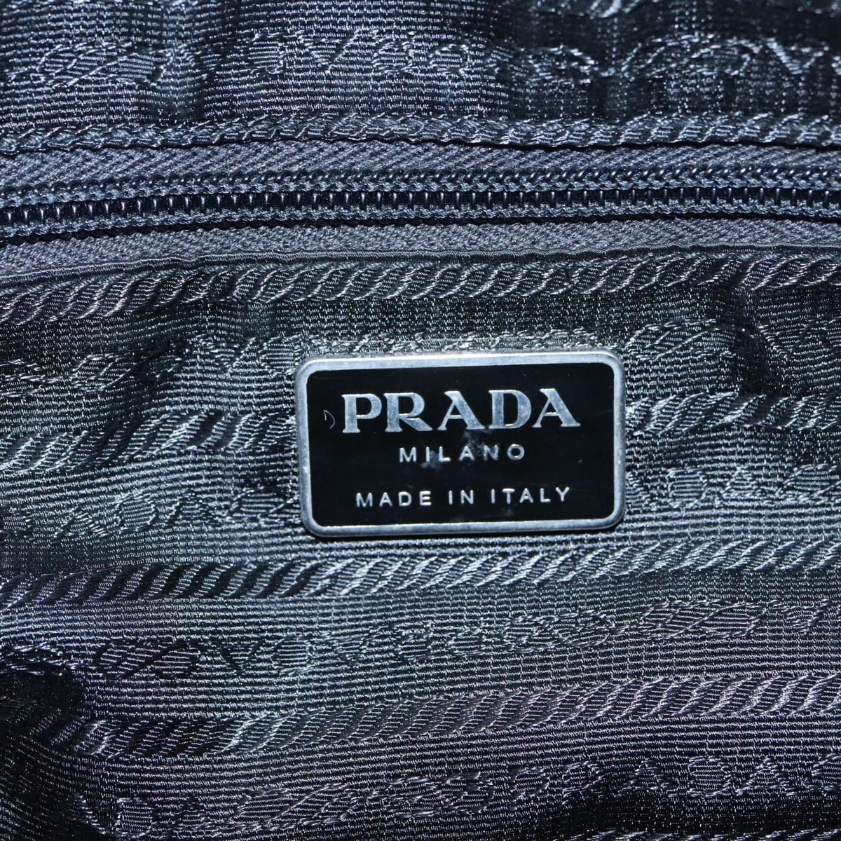 PRADA Hand Bag Leather Black Silver Auth bs19863