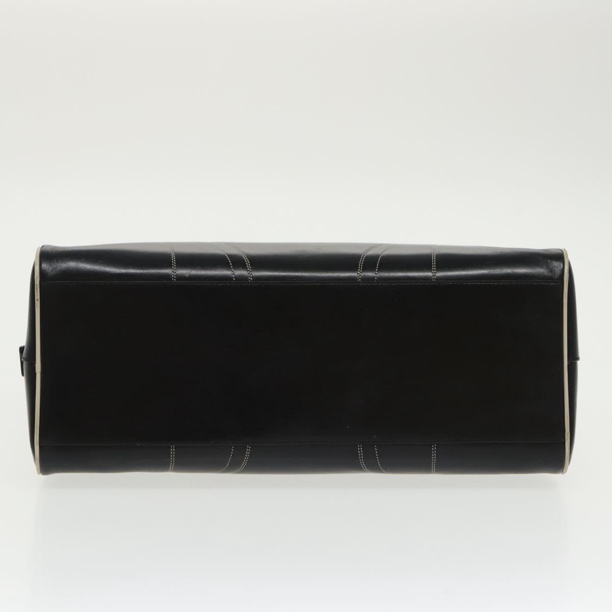 PRADA Hand Bag Leather Black Silver Auth bs19863