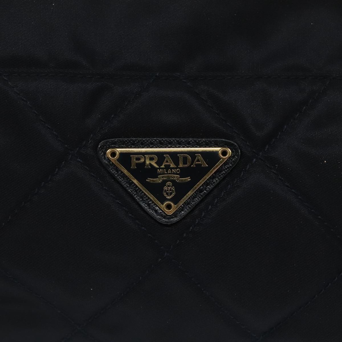 PRADA Pouch Nylon Navy Gold Auth bs19865