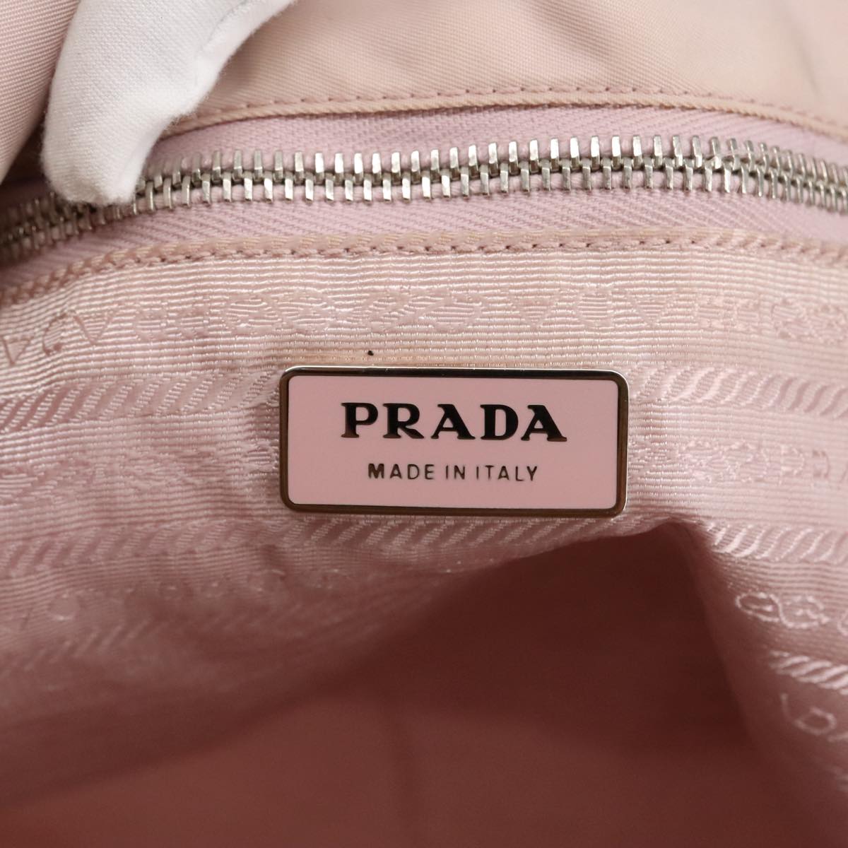 PRADA Tote Bag Nylon Pink Silver Auth bs19866