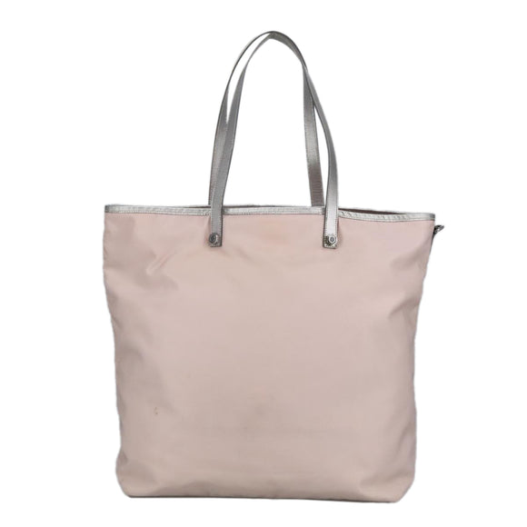 PRADA Tote Bag Nylon Pink Silver Auth bs19866