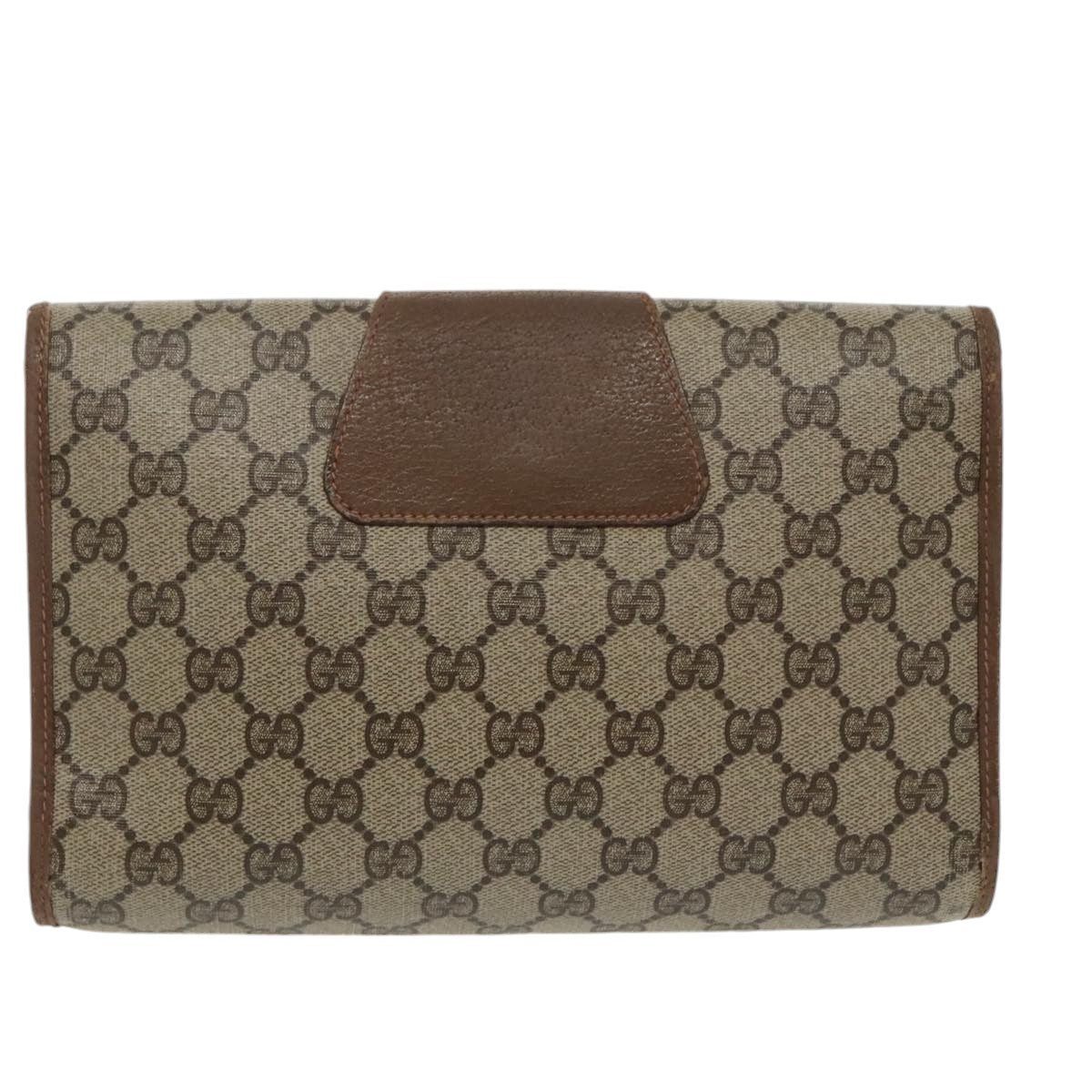 GUCCI GG Supreme Web Sherry Line Clutch Bag PVC Beige 89 01 030 Auth bs19871 - 0