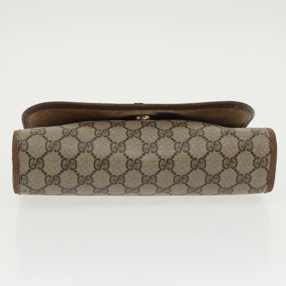 GUCCI GG Supreme Web Sherry Line Clutch Bag PVC Beige 89 01 030 Auth bs19871