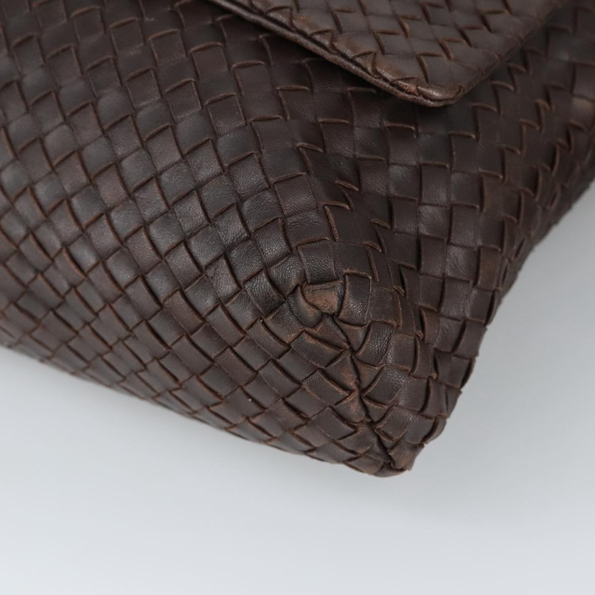 BOTTEGA VENETA INTRECCIATO Shoulder Bag Leather Brown 163971 Auth bs19878