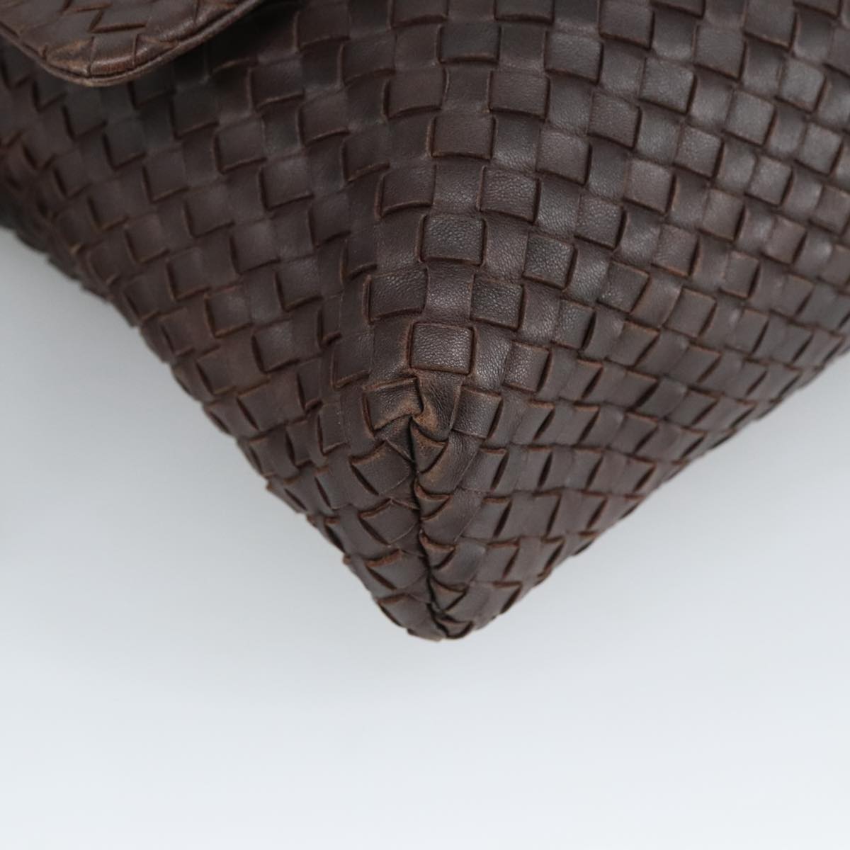 BOTTEGA VENETA INTRECCIATO Shoulder Bag Leather Brown 163971 Auth bs19878