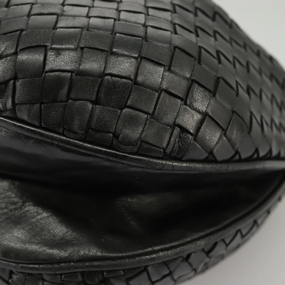 BOTTEGA VENETA INTRECCIATO Shoulder Bag Leather Black Auth bs19879