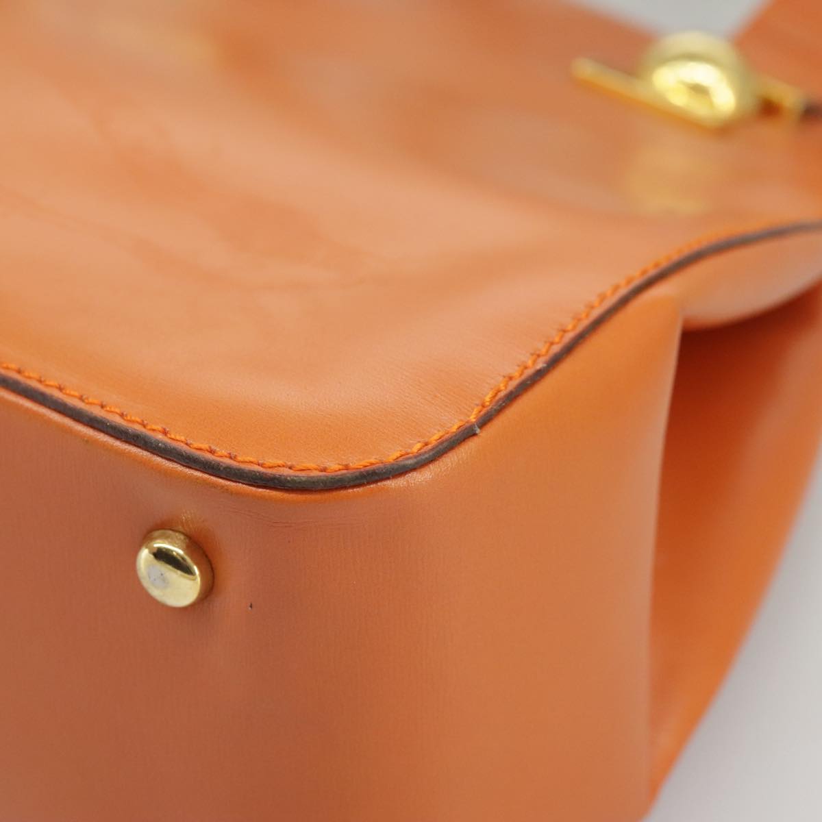 CELINE Shoulder Bag Leather Orange Gold Auth bs19882