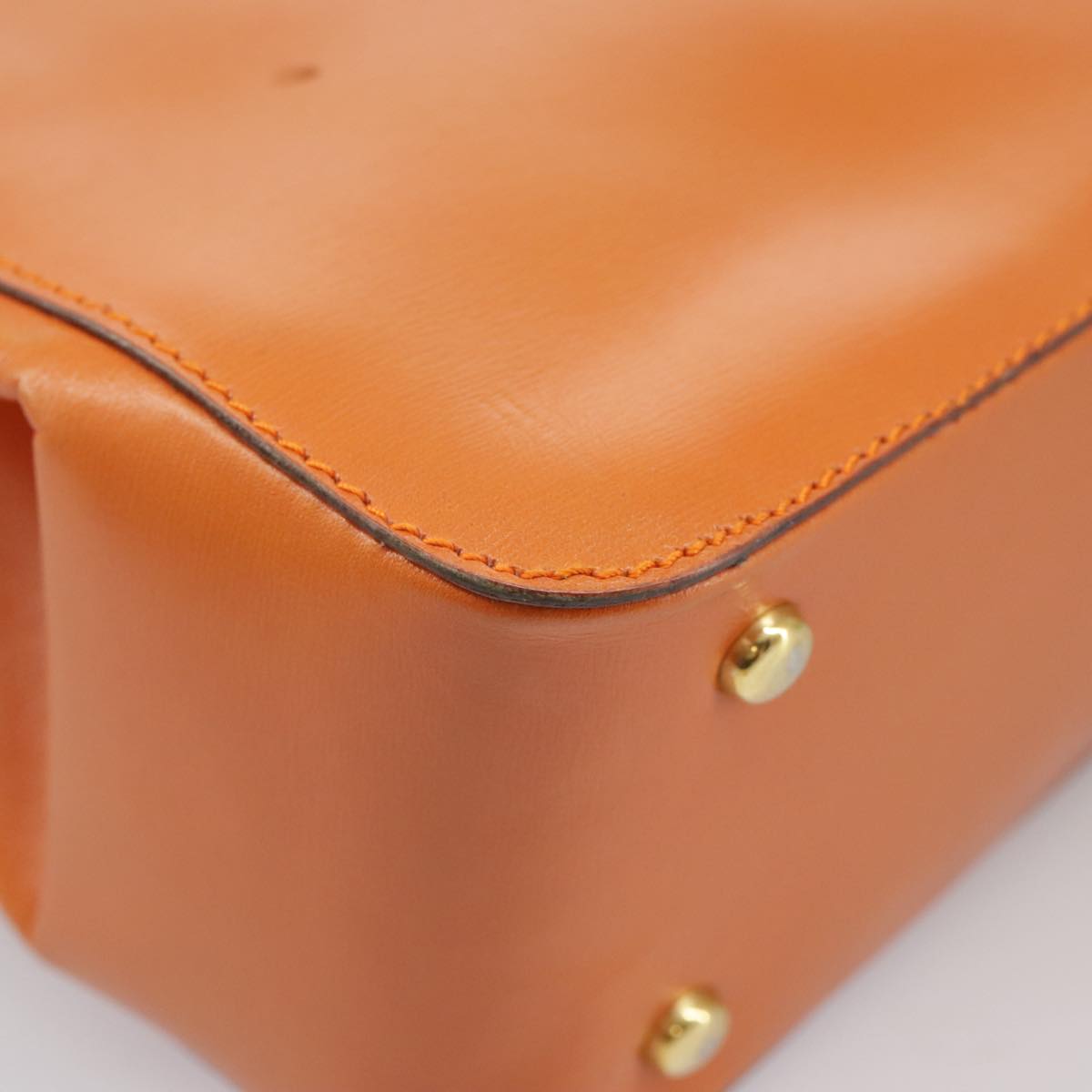 CELINE Shoulder Bag Leather Orange Gold Auth bs19882