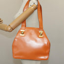 CELINE Shoulder Bag Leather Orange Gold Auth bs19882-25
