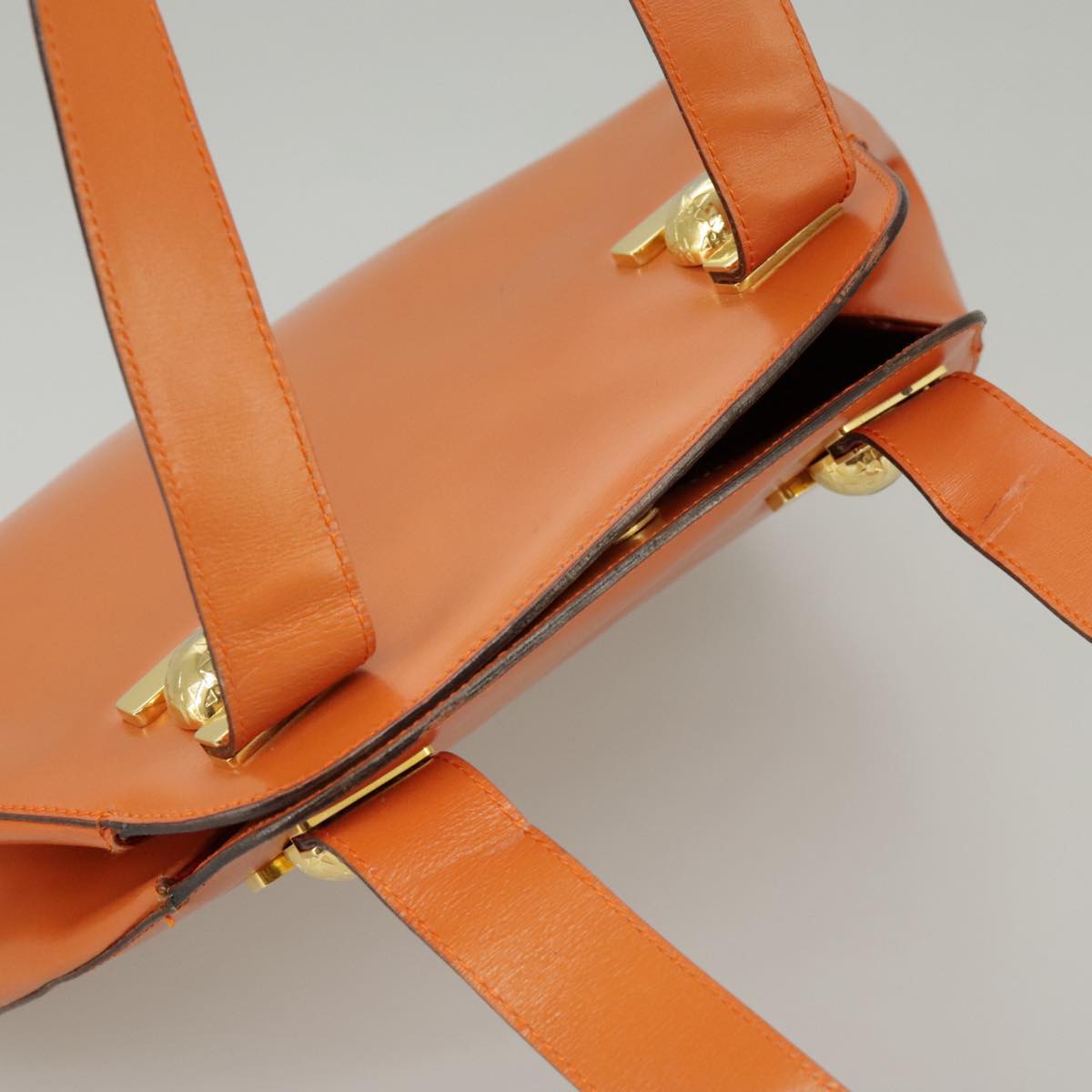 CELINE Shoulder Bag Leather Orange Gold Auth bs19882